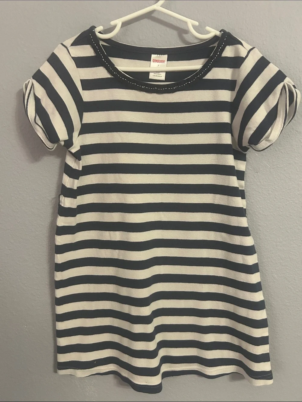 Gymboree Girl Youth Navy and White Striped Short-Sleeve Tee Dress Size 7
